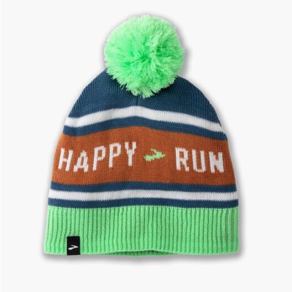 NEW Brooks Heritage Pom Beanie in Dark Ocean Color Way